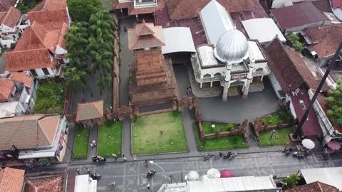Aerial view of historic mosque with unique architecture Video stock 279523916