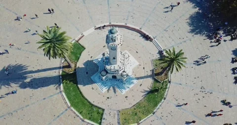 Aerial view of historical clock tower, symbol of izmir Stock Footage 233216426