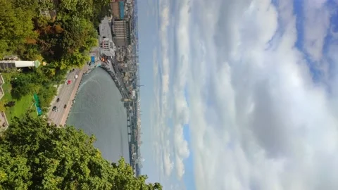 Aerial view to historical district of Kyiv - Podil at summer windy day, Ukraine Stock Footage 206830562