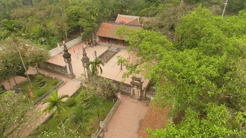 Aerial view Hoa Lu Ancient Capital of Vietnam in the 10th and 11th centuries, Stock Footage 128092702