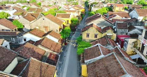Aerial view of Hoi An ancient town, Quang Nam, Vietnam Stock Footage 342400618