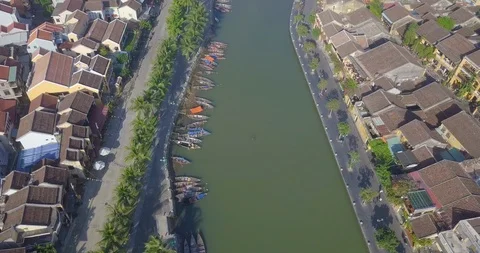 Aerial view of Hoi An old town or Hoian ancient town Stock Footage 101045720