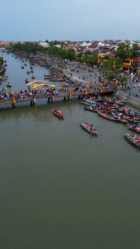 Aerial view of Hoi An old town or Hoian ancient town Video stock 285128296