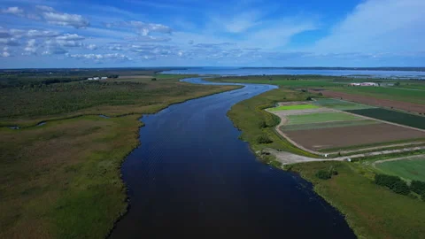 Aerial view at Holland River. It is main river draining into the southern e.. Stock Footage 346310660