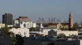 Aerial View Hollywood Los Angeles Skyline, CNN Building Tower, Satellite Dish LA HD Footage