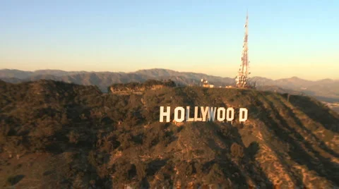 Aerial View of the Hollywood Sign - Los Angeles - Clip 3 Stock Footage