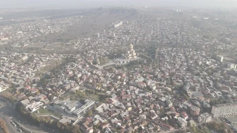 Aerial view of Holy Trinity Cathedral Sameba in Tbilisi, Georgia 2021 autumn Stock-Footage 167789711