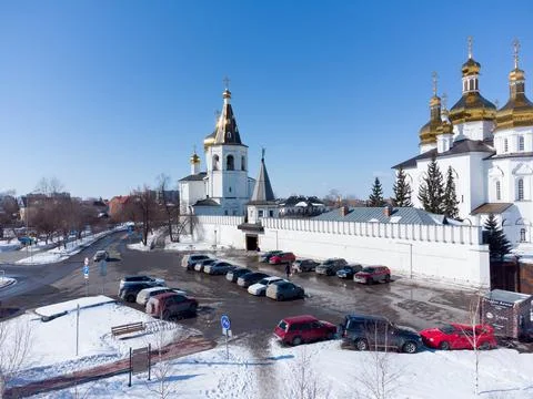 Aerial view on Holy Trinity Monastery. Tyumen Stock Photos
