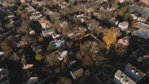 Aerial view of homes in Providence, Rhode Island Stock Footage 324732552