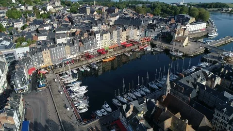 Aerial view of Honfleur Stock Footage 95458754