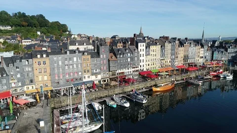 Aerial view of Honfleur Stock Footage 95458759