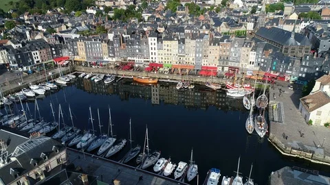 Aerial view of Honfleur Stock Footage 95458785