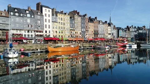 Aerial view of Honfleur Stock Footage 95459619