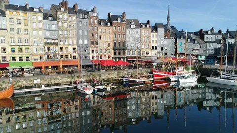 Aerial view of Honfleur Stock Footage 95459810