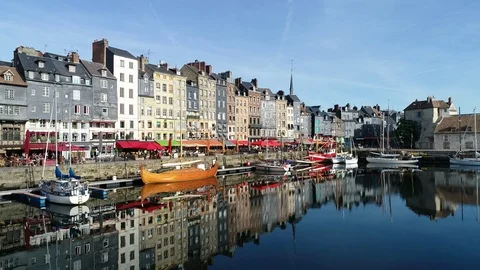 Aerial view of Honfleur Stock Footage 95459827