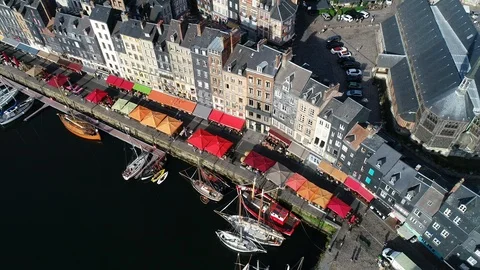 Aerial view of Honfleur Stock Footage 95461175
