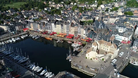 Aerial view of Honfleur Video stock 95461195