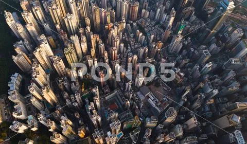 Aerial view of Hong Kong Downtown. Financial district and business centers in Stock Photos