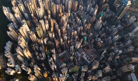 Aerial view of Hong Kong Downtown. Financial district and business centers in Stock Photos