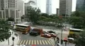 Aerial View of Hong Kong Island Skyline, Central District, Tram, Car Traffic Bus HD Footage