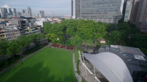 Aerial view of Hong Lim Park with city view Stock Footage 242573143