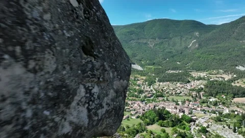 AERIAL VIEW, hoodoo above annot, French Alps. Forward, sideways. Video stock 314174463
