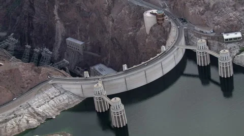Aerial view of Hoover Dam and Lake Mead Stock Footage 59471530