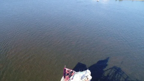 Aerial View of Hopper Dredge Delaware River Philadelphia PA Stock Footage 77457924