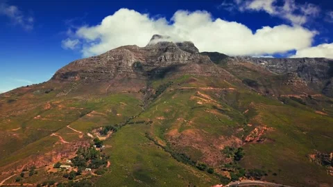 Aerial view of houses below Table Mountain in Cape Town Stock Footage 332334768
