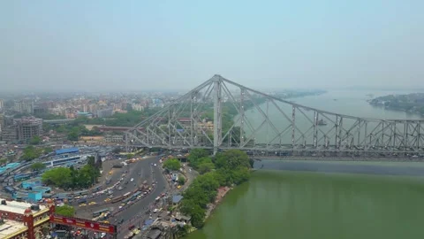 Aerial view of Howrah Bridge, Stock Footage 288684707