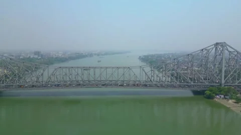 Aerial view of Howrah Bridge, Stock Footage 288684754