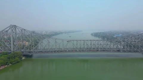 Aerial view of Howrah Bridge, Stock Footage 288684761