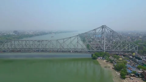 Aerial view of Howrah Bridge, Stock Footage 288684764