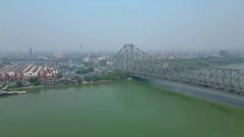 Aerial view of Howrah Bridge, Stock Footage 288684787