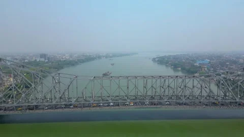 Aerial view of Howrah Bridge, Stock Footage 288684828
