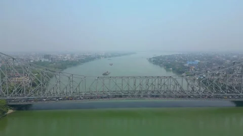 Aerial view of Howrah Bridge, Stock Footage 288684841