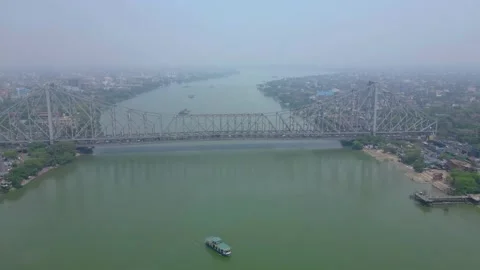 Aerial view of Howrah Bridge, Stock Footage 288684858