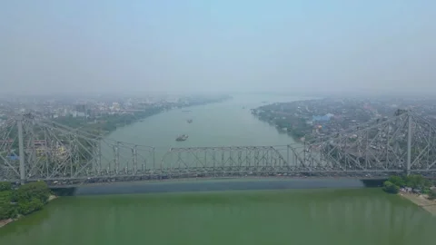 Aerial view of Howrah Bridge, Stock Footage 288684859