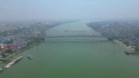 Aerial view of Howrah Bridge, Stock Footage 288684870