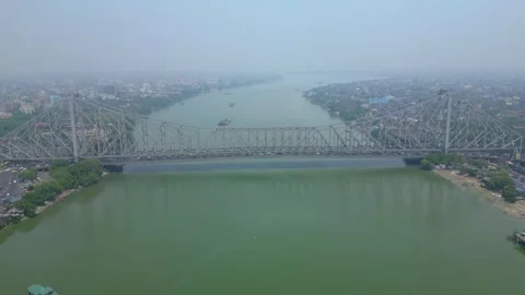 Aerial view of Howrah Bridge, Stock Footage 288684871
