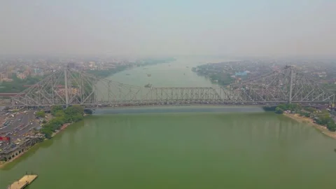 Aerial view of Howrah Bridge, Stock Footage 288684879
