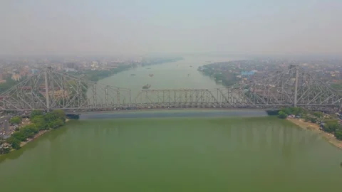 Aerial view of Howrah Bridge, Stock Footage 288684896