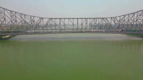 Aerial view of Howrah Bridge, Stock Footage 288684921