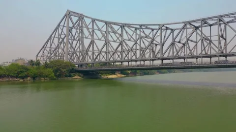 Aerial view of Howrah Bridge, Stock Footage 288684925
