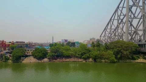Aerial view of Howrah Bridge, Stock Footage 288684946