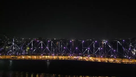 Aerial view of Howrah Bridge, Stock Footage 288684977