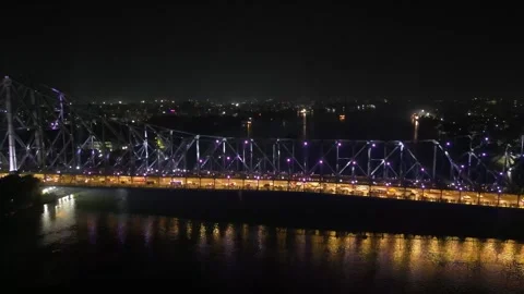 Aerial view of Howrah Bridge, Stock Footage 288684978