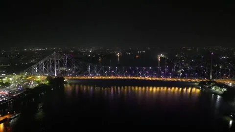 Aerial view of Howrah Bridge, Stock Footage 288685024