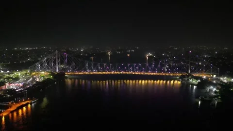 Aerial view of Howrah Bridge, Stock Footage 288685027
