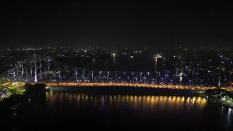Aerial view of Howrah Bridge, Stock Footage 288685032